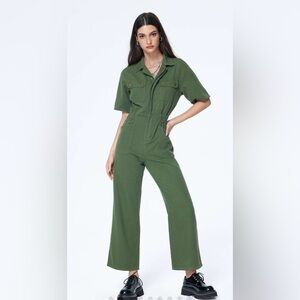 Cider DENIM SHORT SLEEVE JUMPSUIT